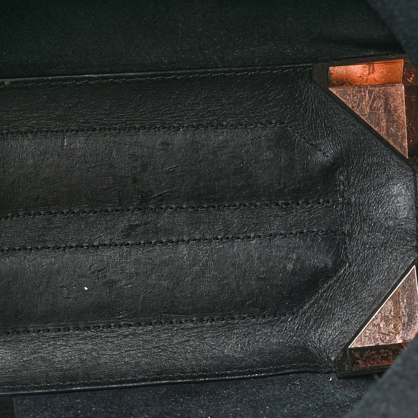 Pebbled Calfskin Large Prisma Skeletal Tote Black Rose Gold Hardware