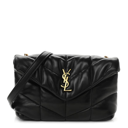 Saint Laurent Lambskin Quilted Toy Loulou Puffer Monogram Chain Satchel Black 1 of 8