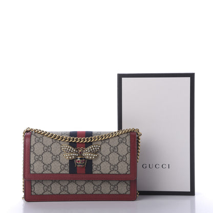Gucci GG Supreme Monogram Web Queen Margaret Chain Wallet Red 9 of 9