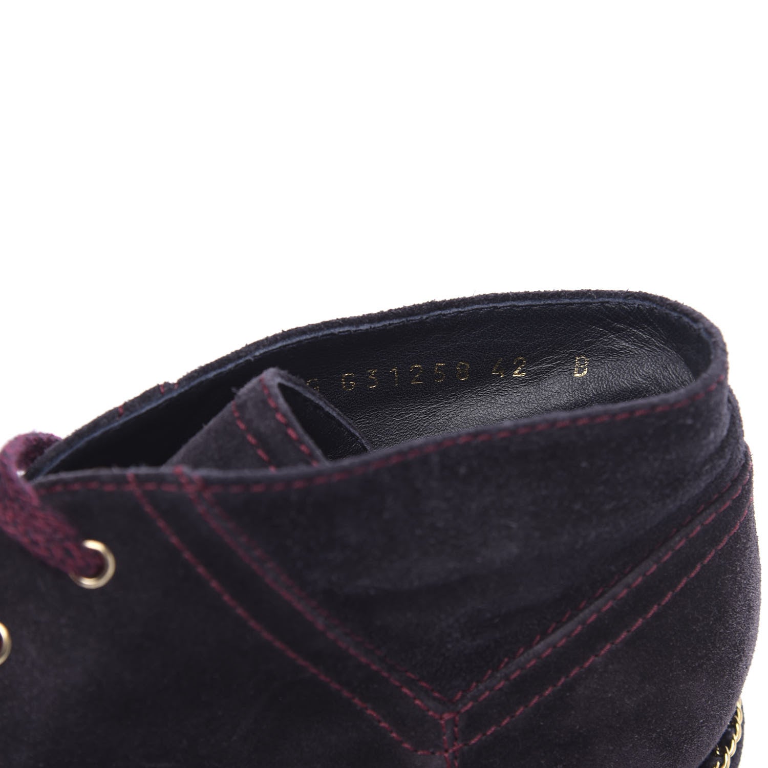 Chanel Suede Lace Up Wedge Booties 42 Dark Blue 7 of 10
