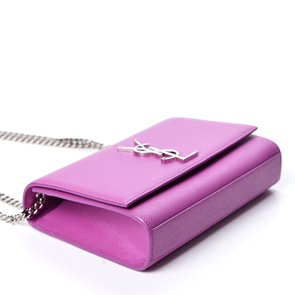 Saint Laurent Grain De Poudre Small Classic Monogram Kate Satchel Light Fuchsia 3 of 9