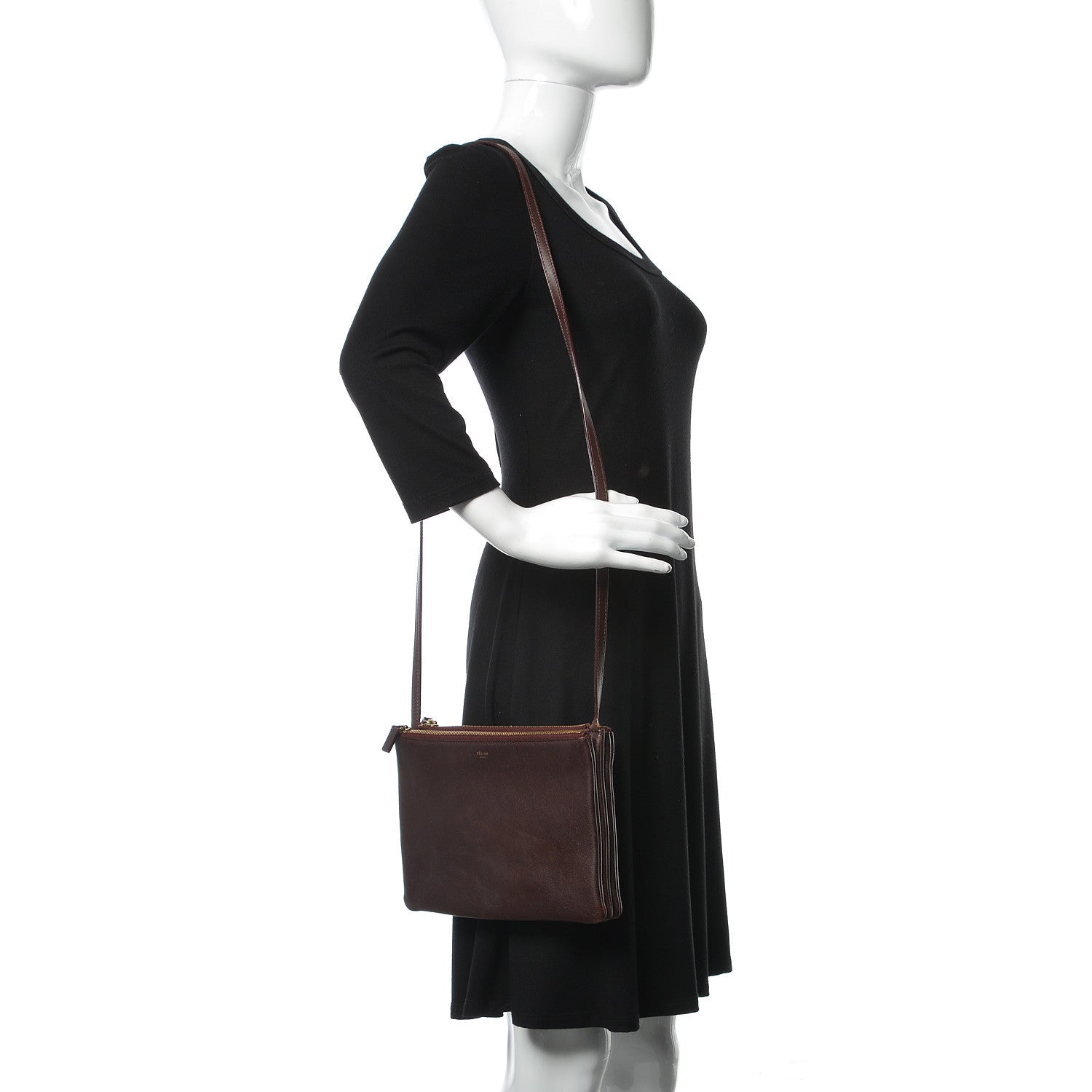 Celine Smooth Lambskin Large Trio Crossbody Bag Bordeaux 2 of 17