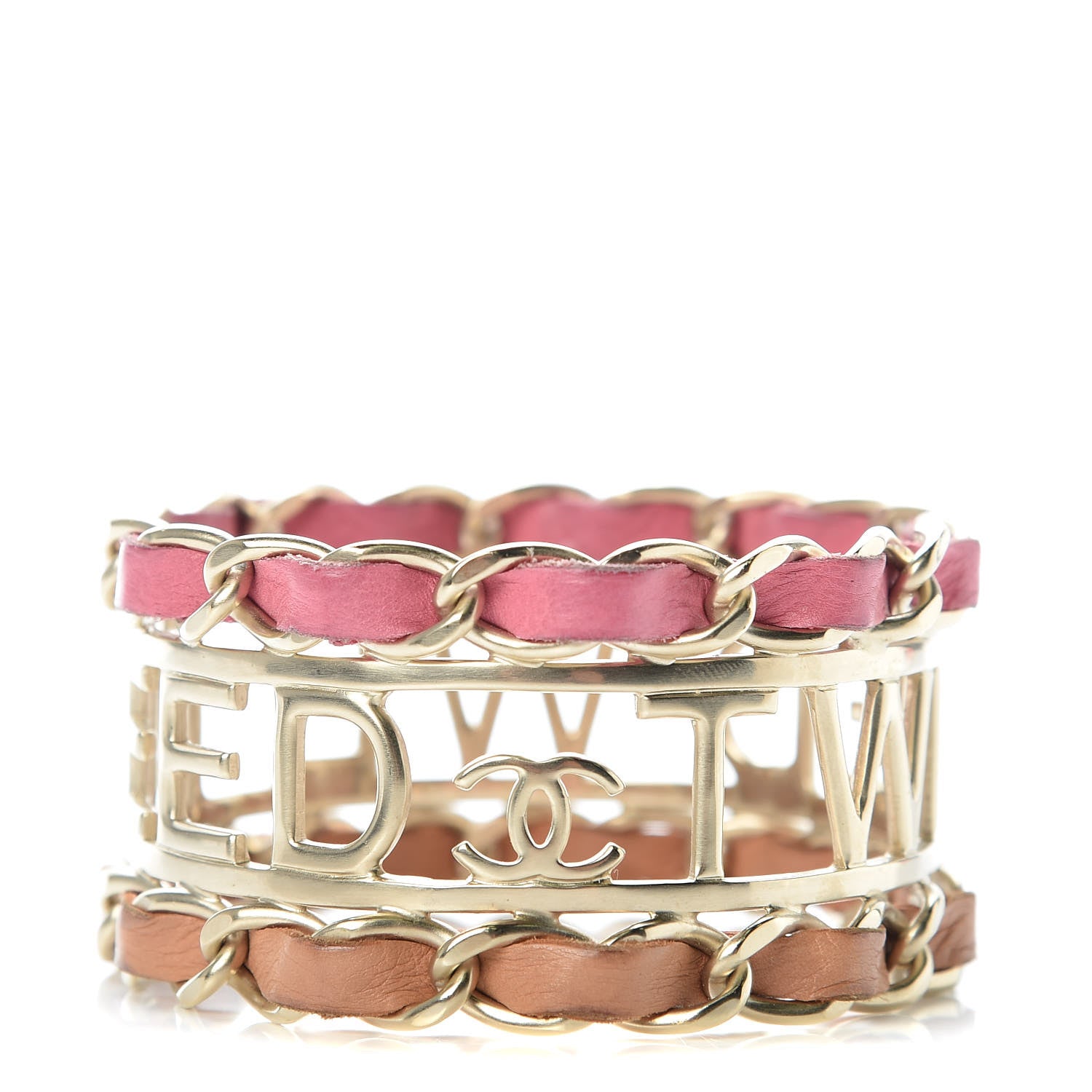 Chanel Lambskin Tweed We Need Bracelet Pink Beige 1 of 9