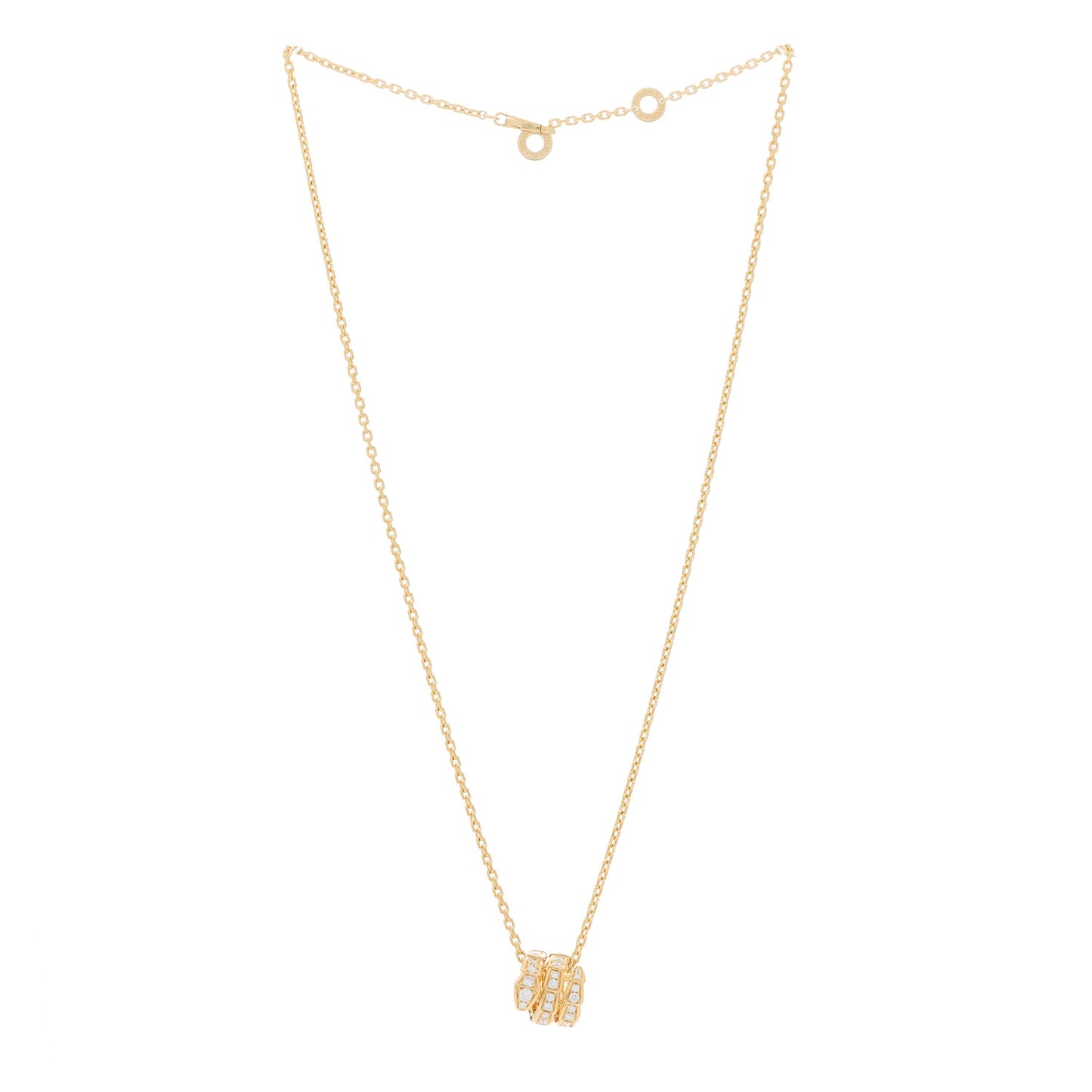 18K Yellow Gold Diamond Serpenti Viper Pave Pendant Necklace