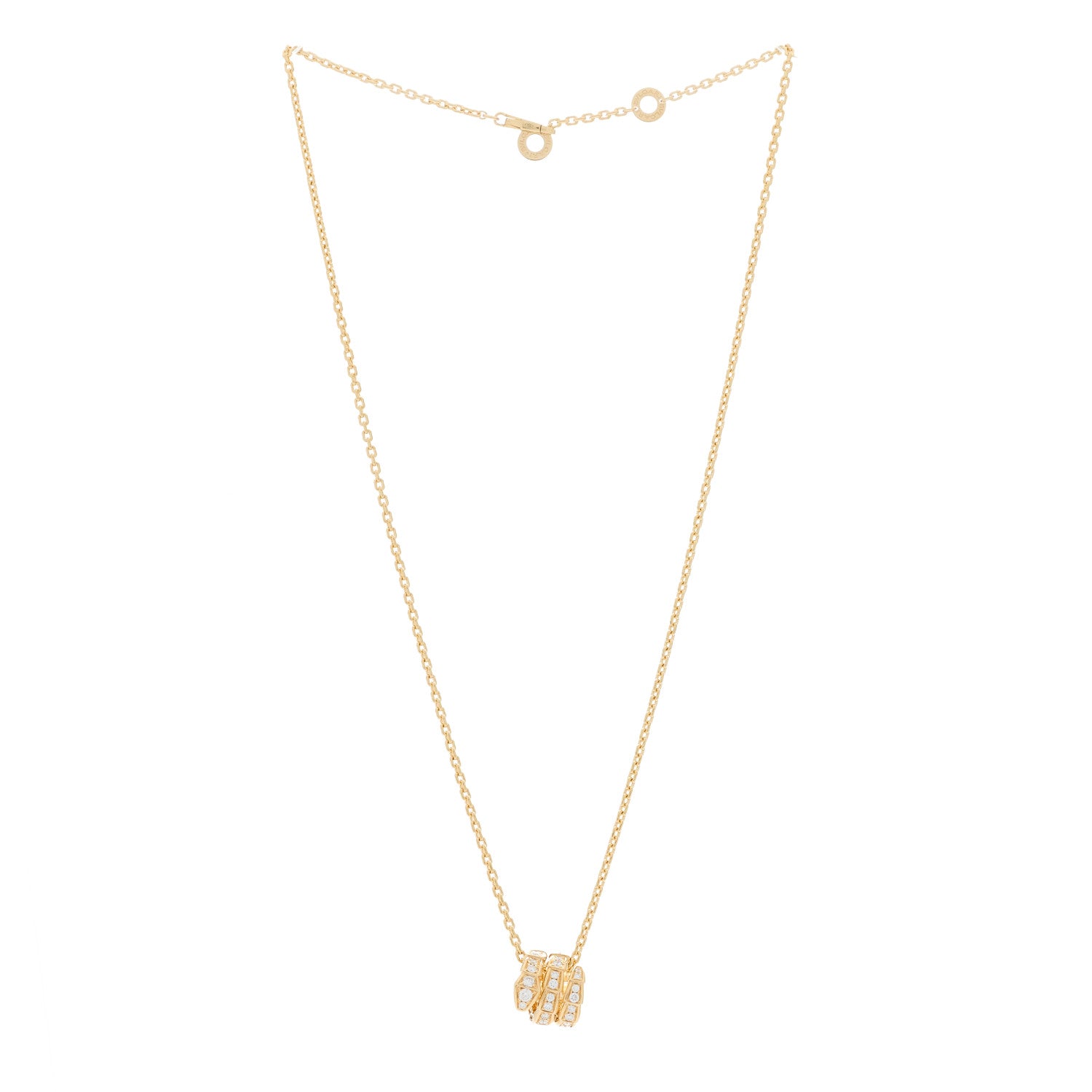 Bulgari 18K Yellow Gold Diamond Serpenti Viper Pave Pendant Necklace 2 of 8