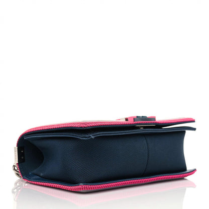 Chanel Canvas Quilted Medium Fluo Boy Flap Dark Navy Fuchsia Grey 4 of 20