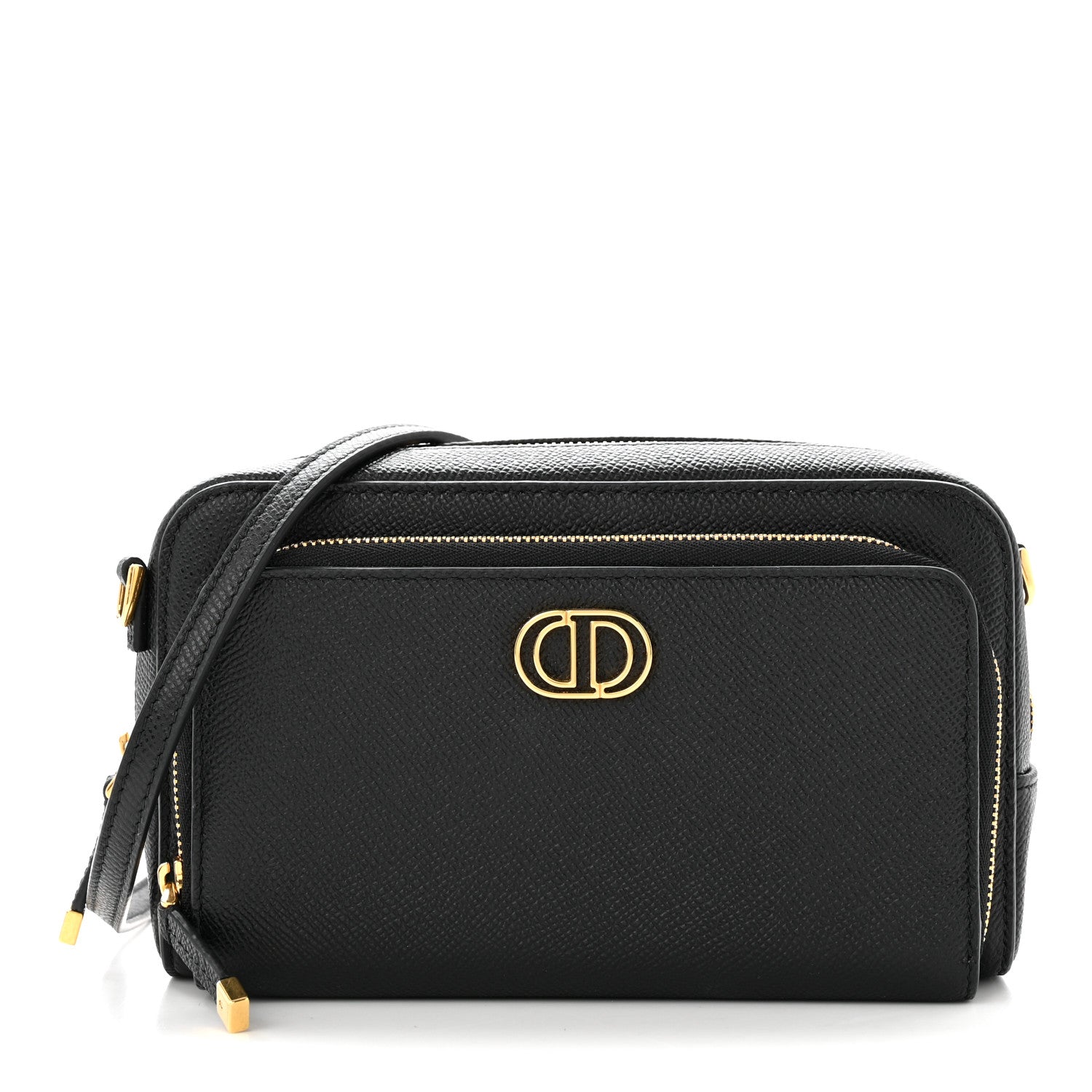 Christian Dior Grained Calfskin Caro Double Pouch Black 1 of 10