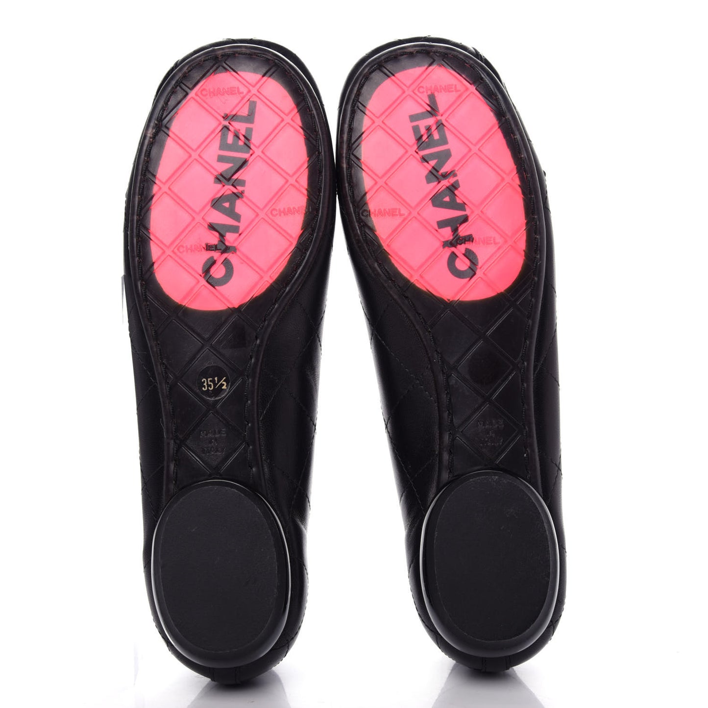 Lambskin Quilted Cambon Ballerina Flats 35.5 Black