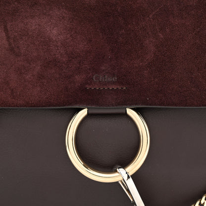 Chloe Calfskin Suede Medium Faye Shoulder Bag Dark Purple 10 of 12