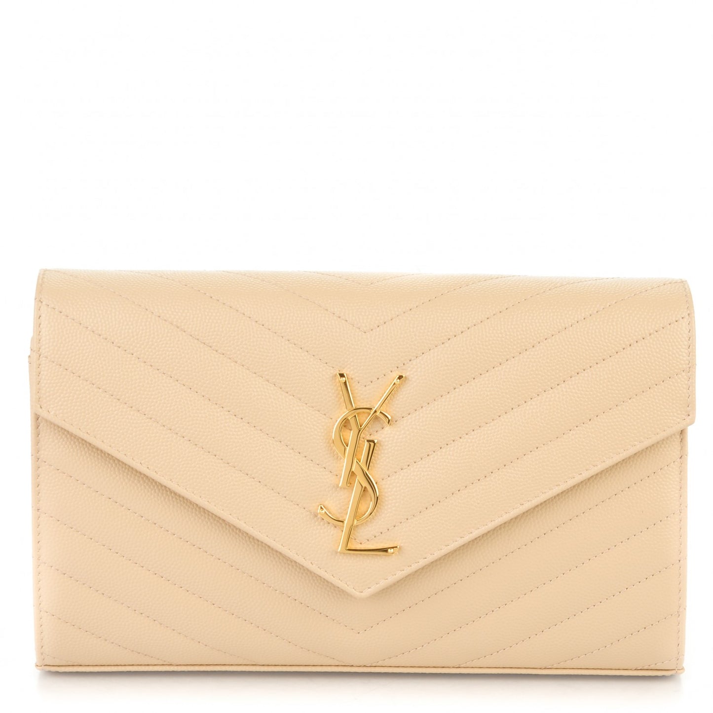 Grain De Poudre Matelasse Chevron Monogram Chain Wallet Deep Beige