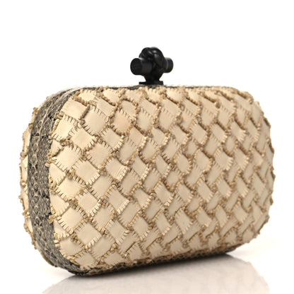 Bottega Veneta Ayers Nappa Fringe Intrecciato Knot Clutch Grey Beige 3 of 9