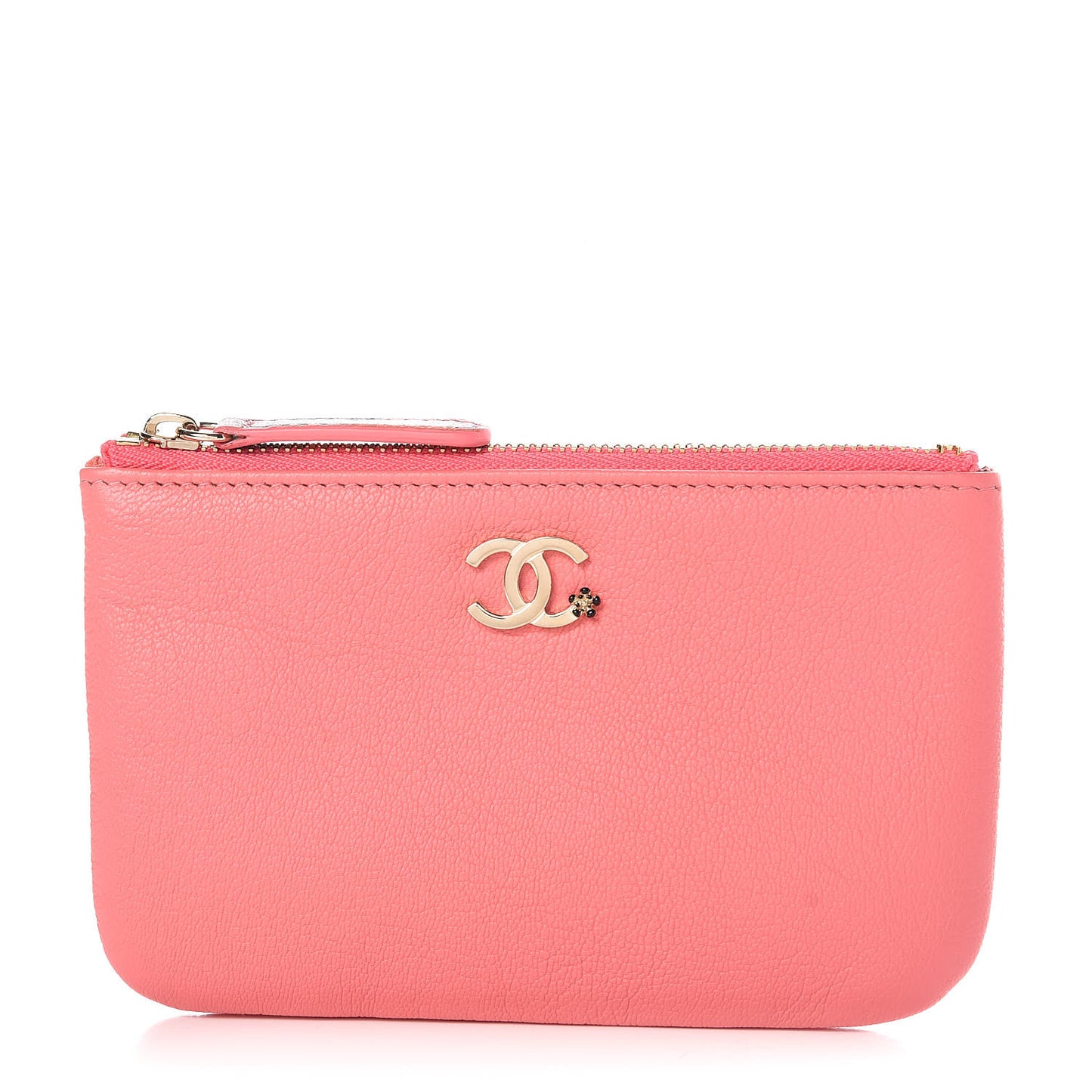 Goatskin Small CC Clover Cosmetic Case Pink