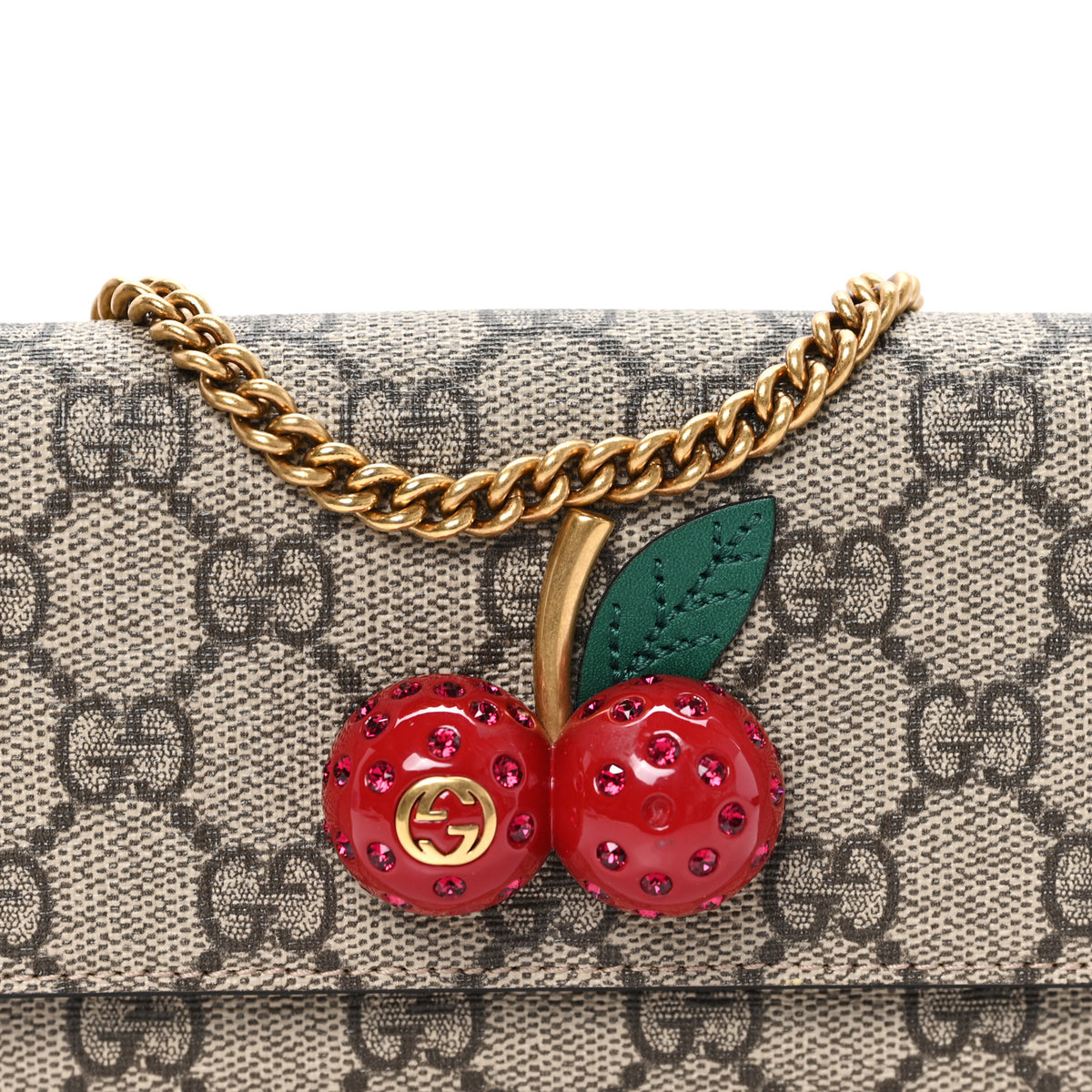 GG Supreme Monogram Mini Cherry Chain Bag