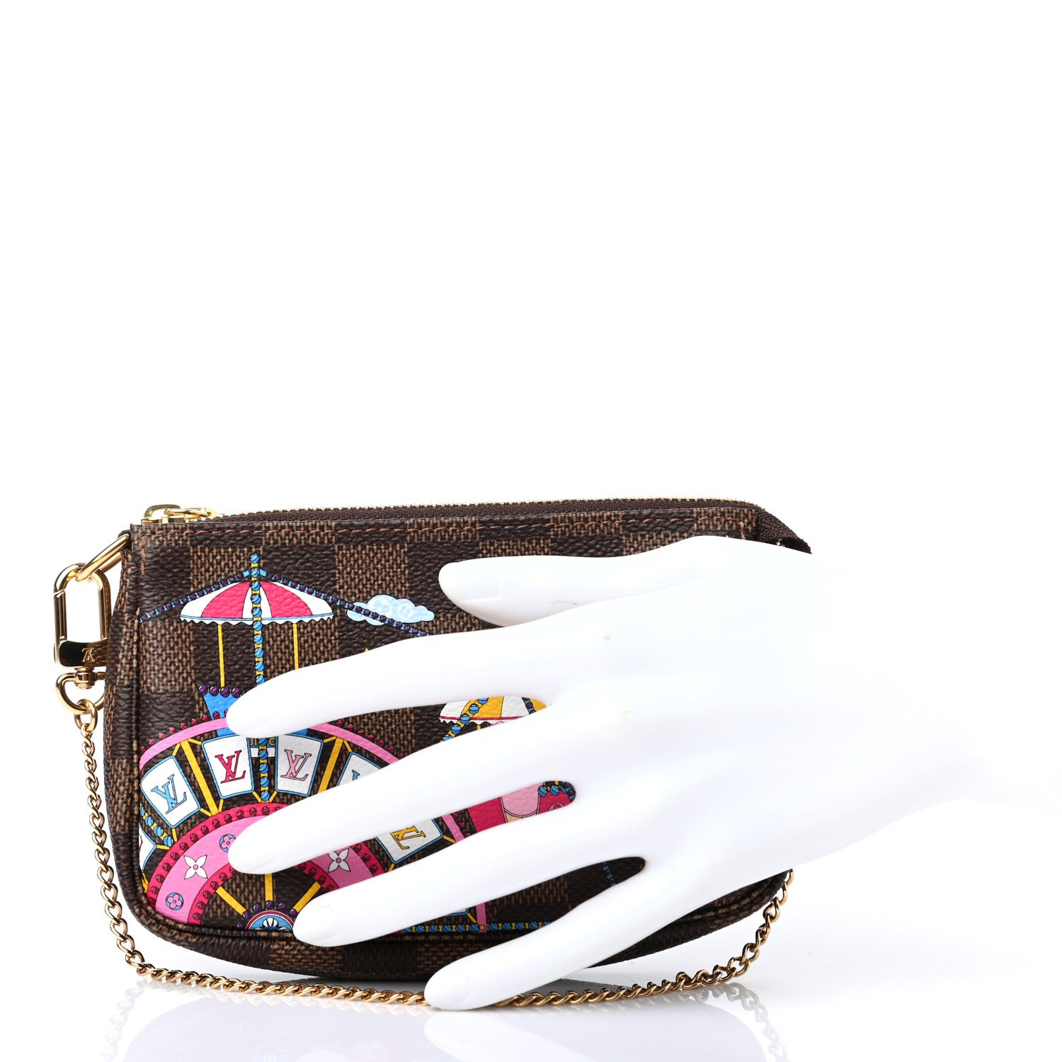 Louis Vuitton Damier Ebene 2020 Christmas Animation Big Wheel Mini Pochette Accessories Rose Ballerine 2 of 7