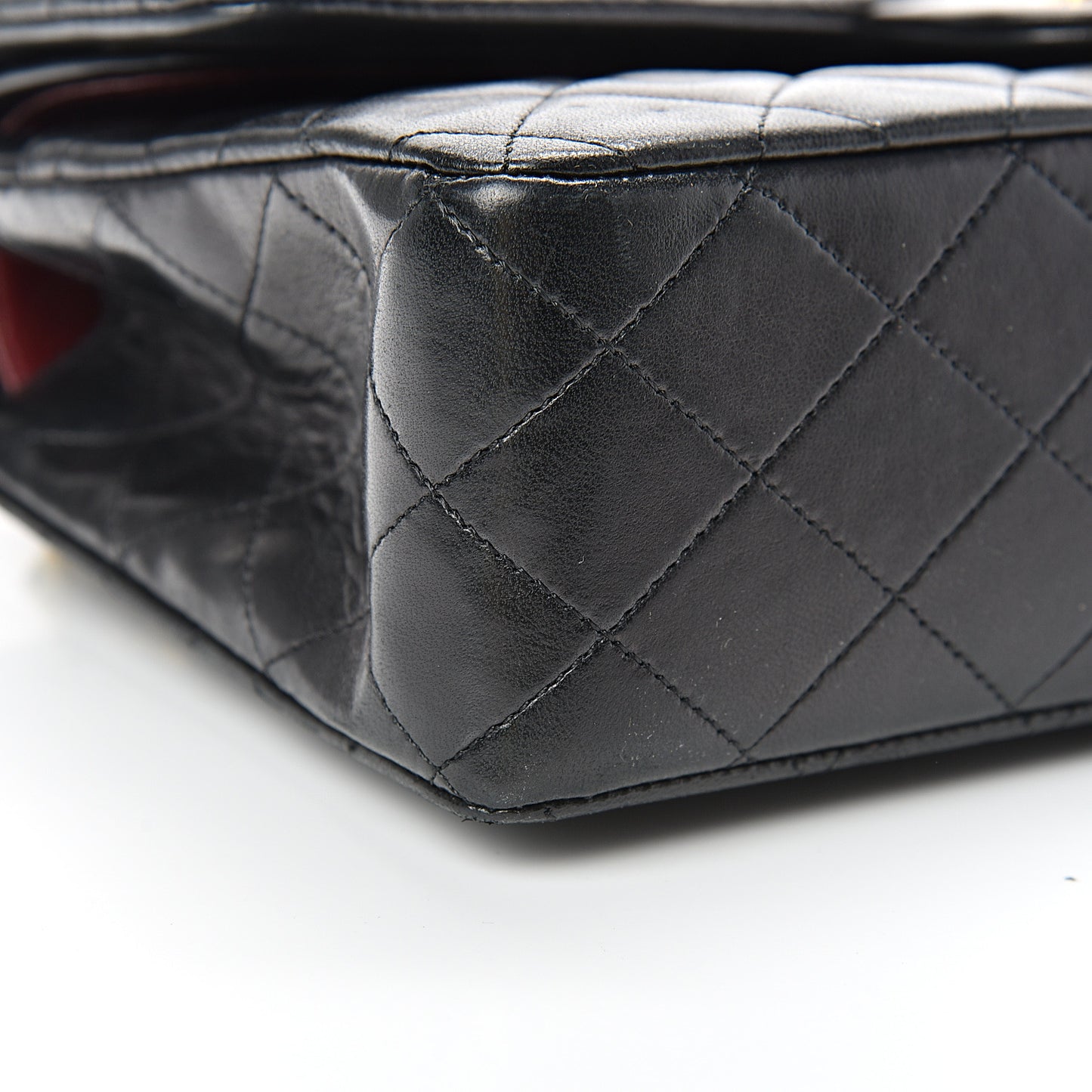 Lambskin Quilted Medium Double Flap Black