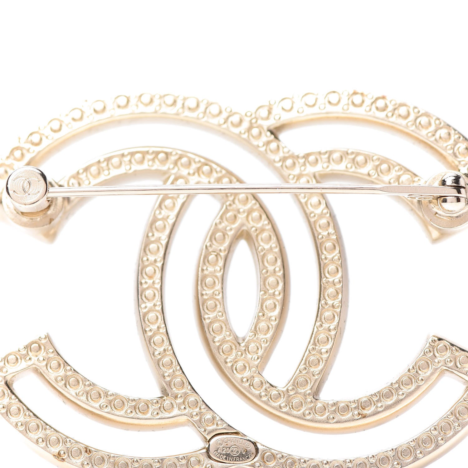 Chanel Crystal CC Brooch Light Gold 4 of 5