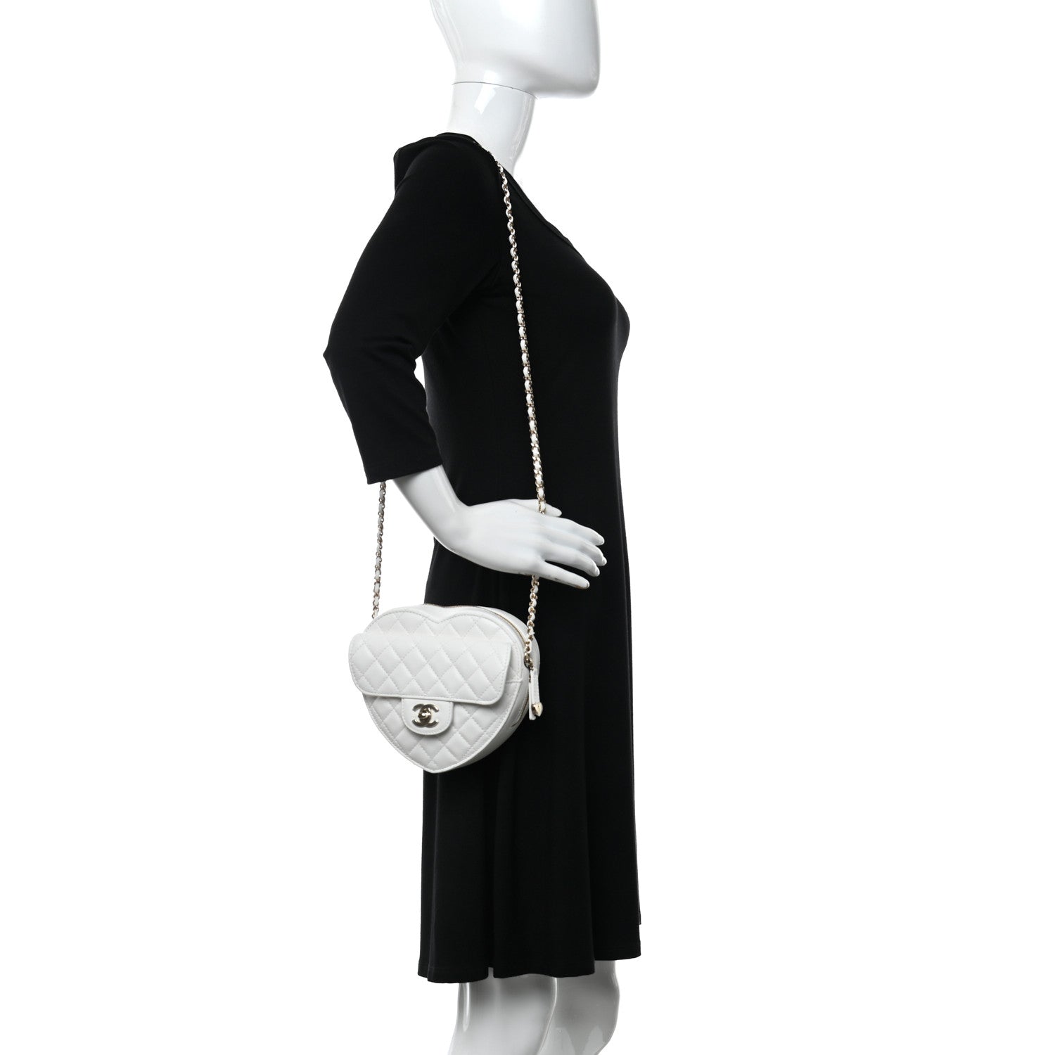 Chanel Lambskin Quilted CC In Love Heart Bag White 2 of 8