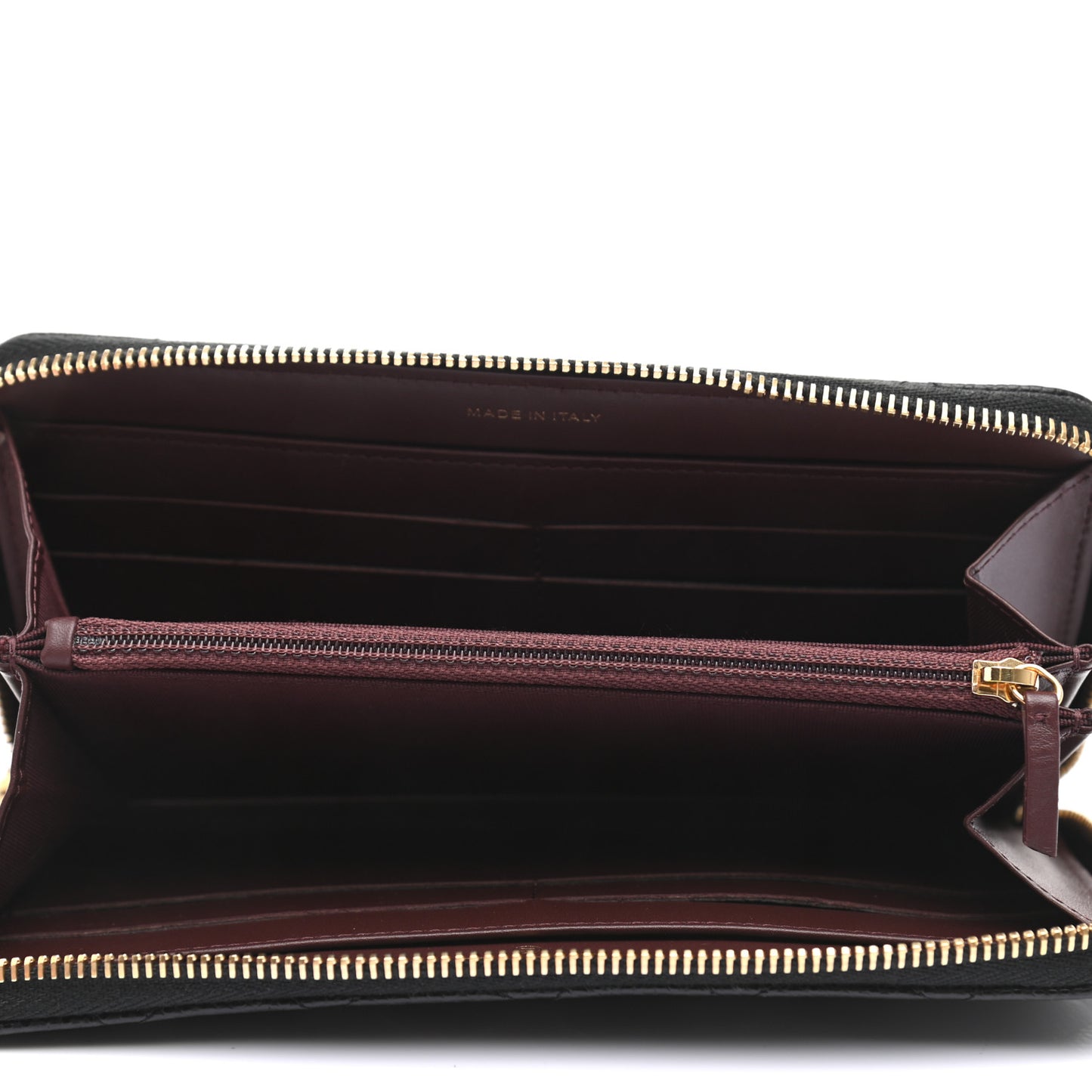 Caviar Quilted Large Gusset Zip Around Wallet Black