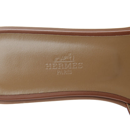 Hermes Box Calfskin Oran Sandals 38 Gold 7 of 8