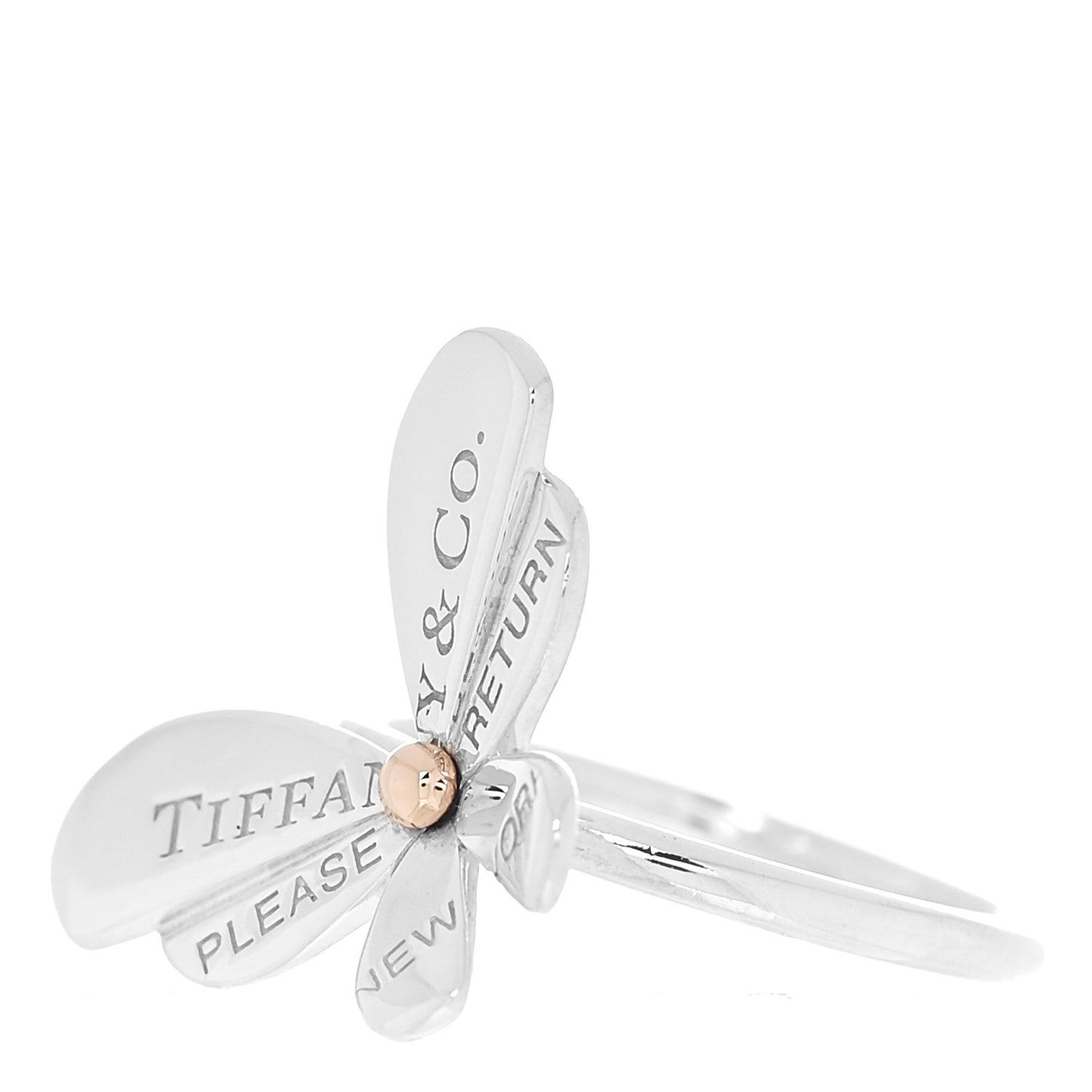 Sterling Silver 18K Rose Gold Return to Tiffany Love Bugs Butterfly Ring 52 6