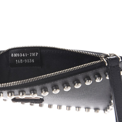 Fendi Vitello Elite Mink Fur Studded Karlito Zip Pouch Black 6 of 6