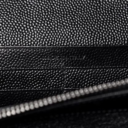 Saint Laurent Grain De Poudre Matelasse Chevron Monogram Chain Wallet Black 6 of 10