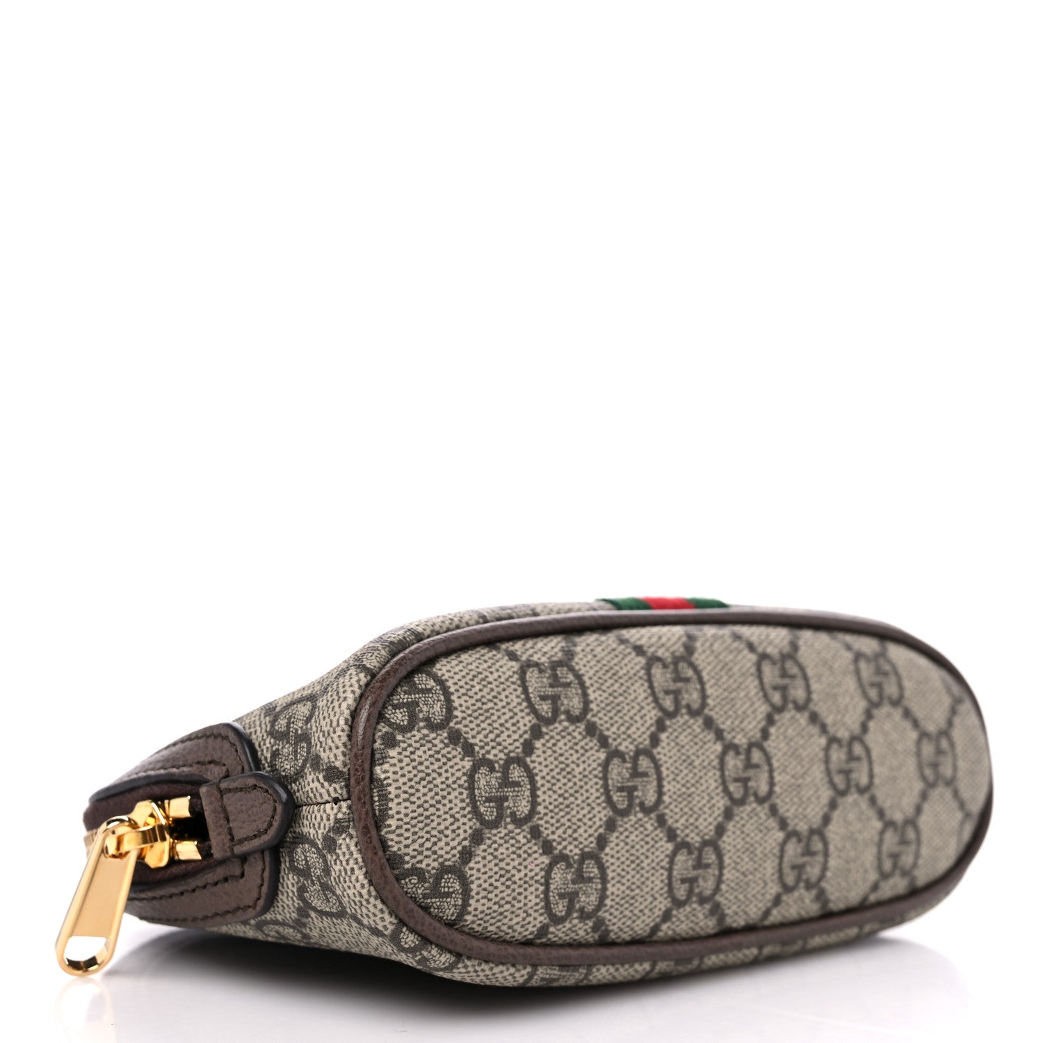 Gucci GG Supreme Monogram Textured Calfskin Web Medium Ophidia Cosmetic Case Beige Ebony New Acero 4 of 9