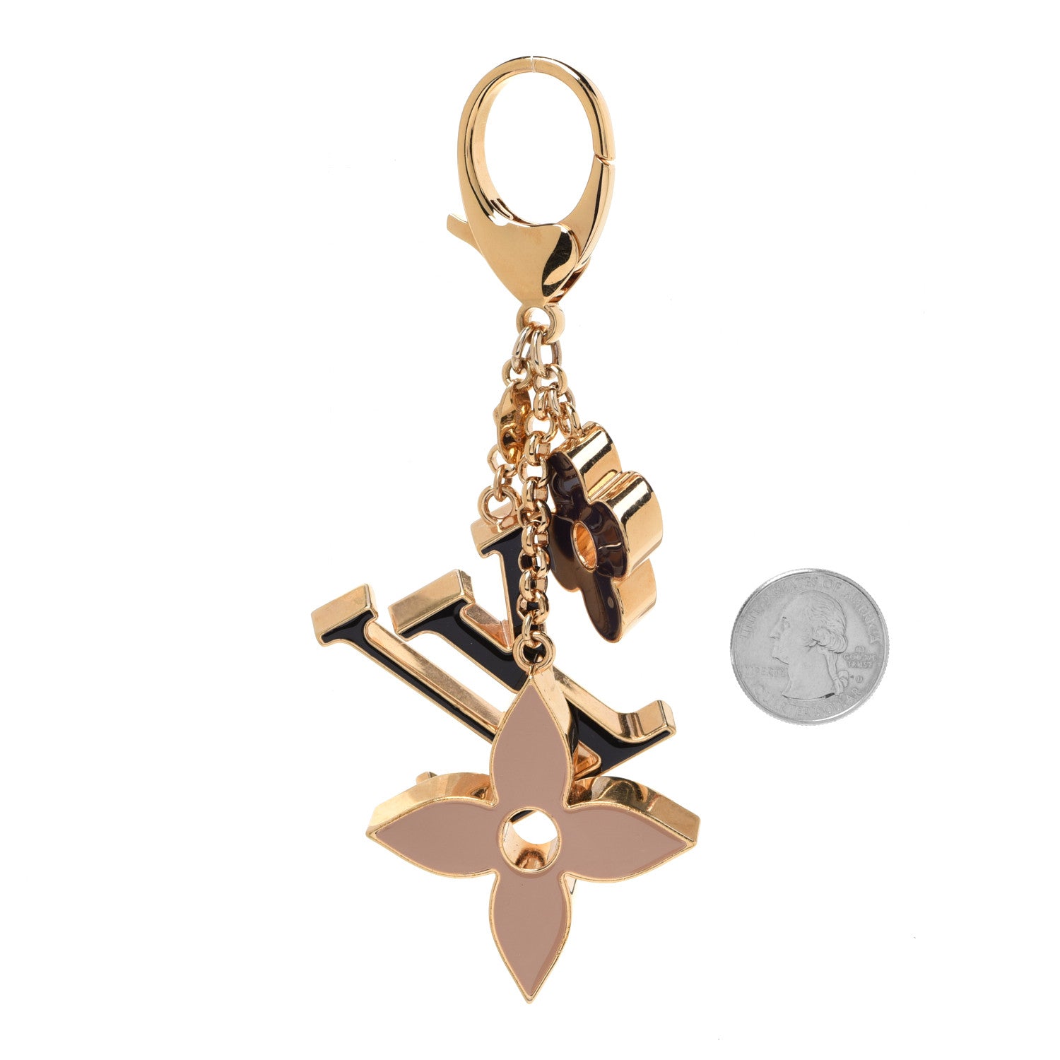 Louis Vuitton Metal Enamel Fleur De Monogram Bag Charm Dore 4 of 12