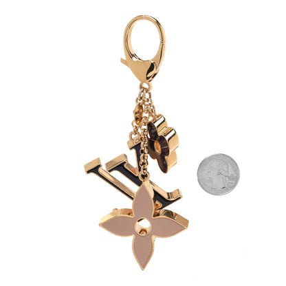 Louis Vuitton Metal Enamel Fleur De Monogram Bag Charm Dore 4 of 12