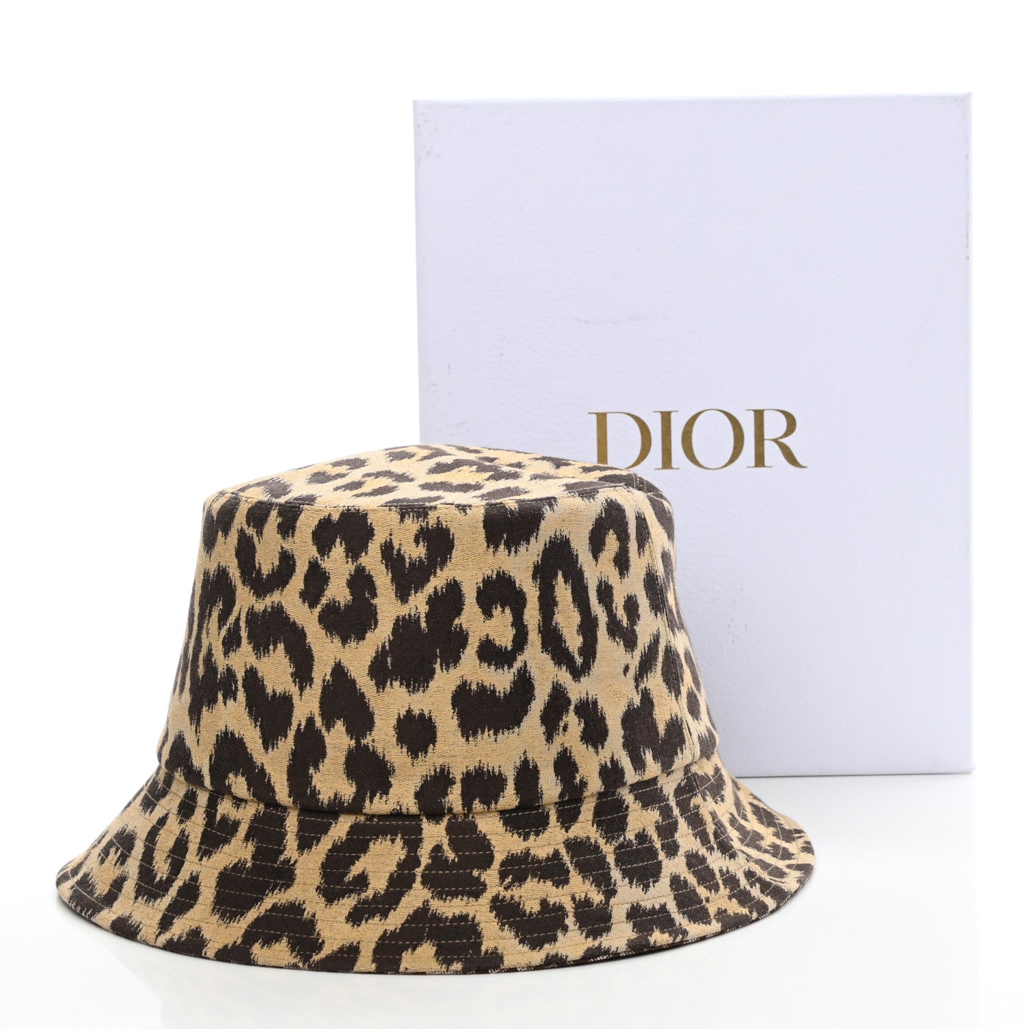 Christian Dior Oblique Leopard Reversible Mizza Bucket Hat 58 Beige 9 of 9