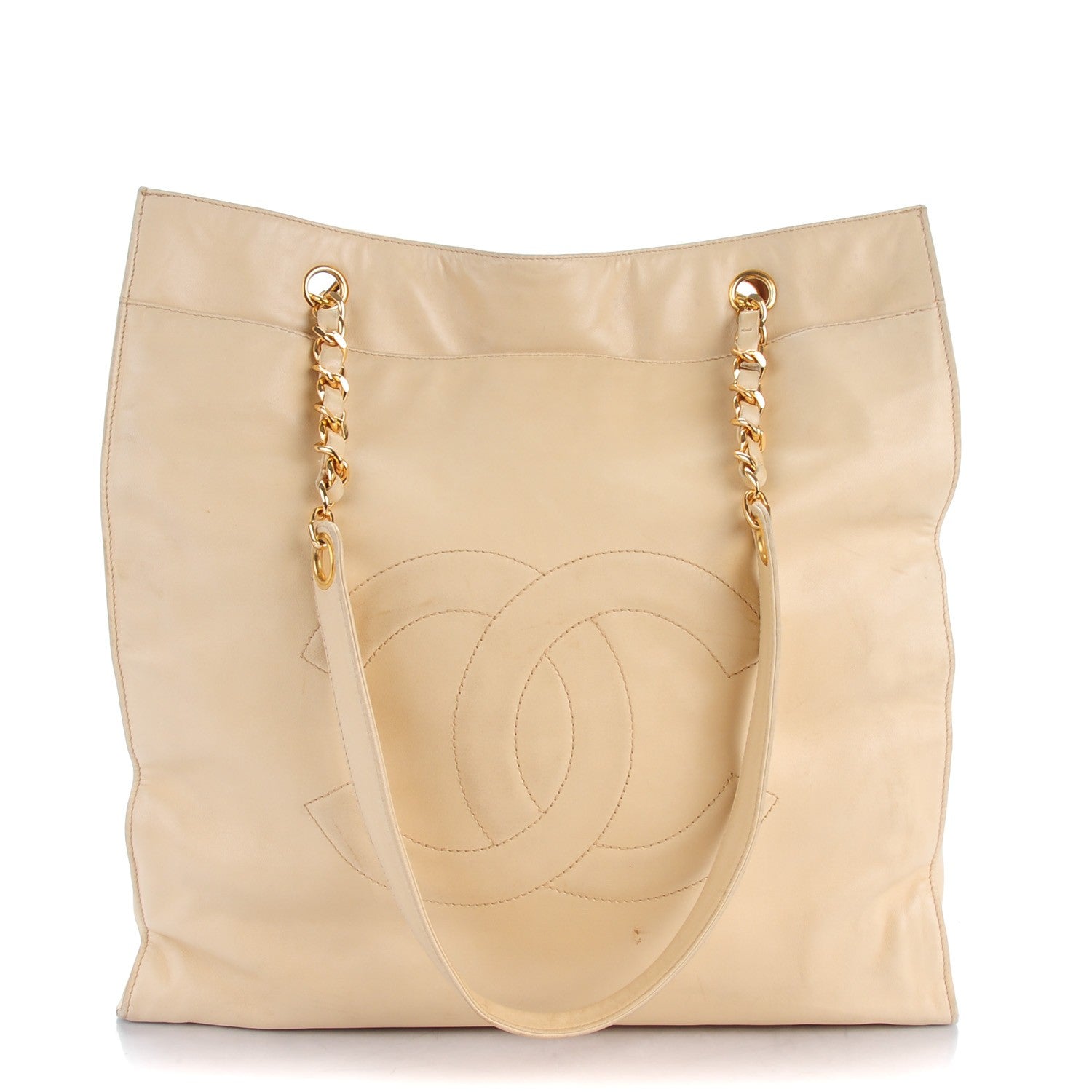 Chanel Lambskin Quilted Shoulder Bag Beige 1 of 9
