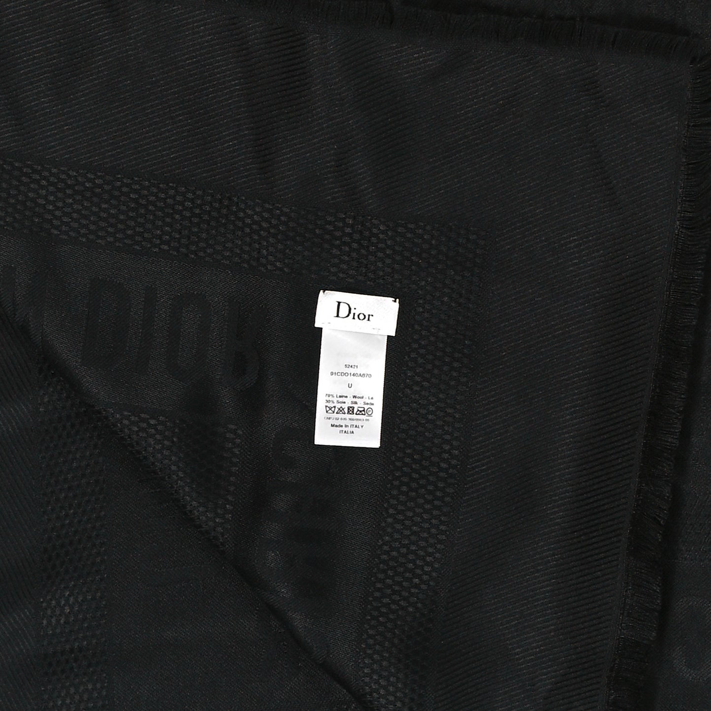 Wool Silk Oblique Shawl Black