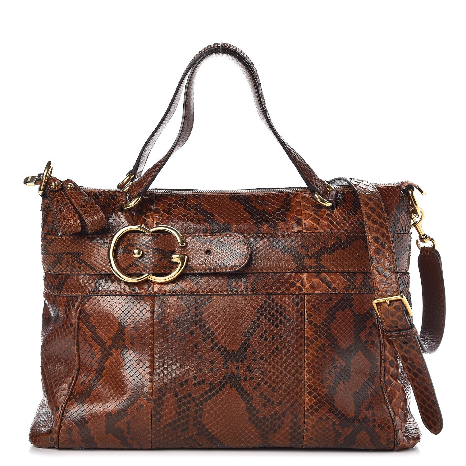 Gucci Python Medium Ride Top Handle Bag Brown 1 of 9