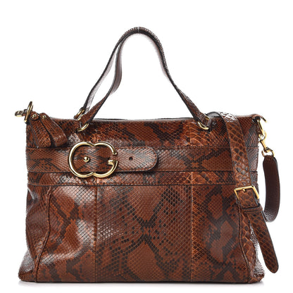 Gucci Python Medium Ride Top Handle Bag Brown 1 of 9