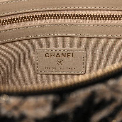 Chanel Tweed Shearling Quilted Chanel Cosmetic Pouch Beige Black 6 of 13