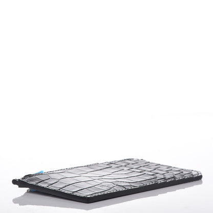 Saint Laurent Calfskin Crocodile Embossed 5 Fragments Zip Card Case Black 4 of 7
