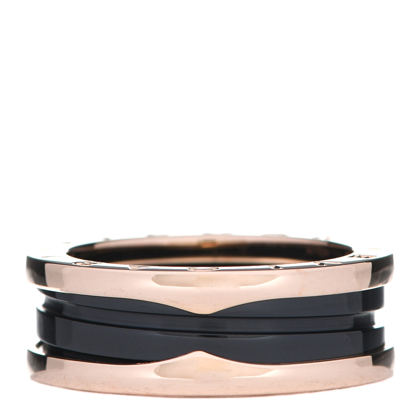 18K Rose Gold Black Ceramic B.Zero1 Two-Band Ring 59 8.75