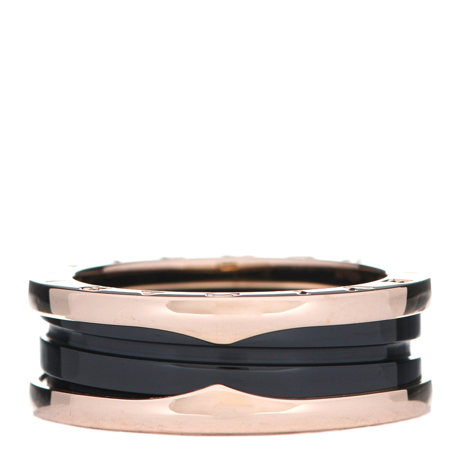 Bulgari 18K Rose Gold Black Ceramic B.Zero1 Two-Band Ring 59 8.75 3 of 7