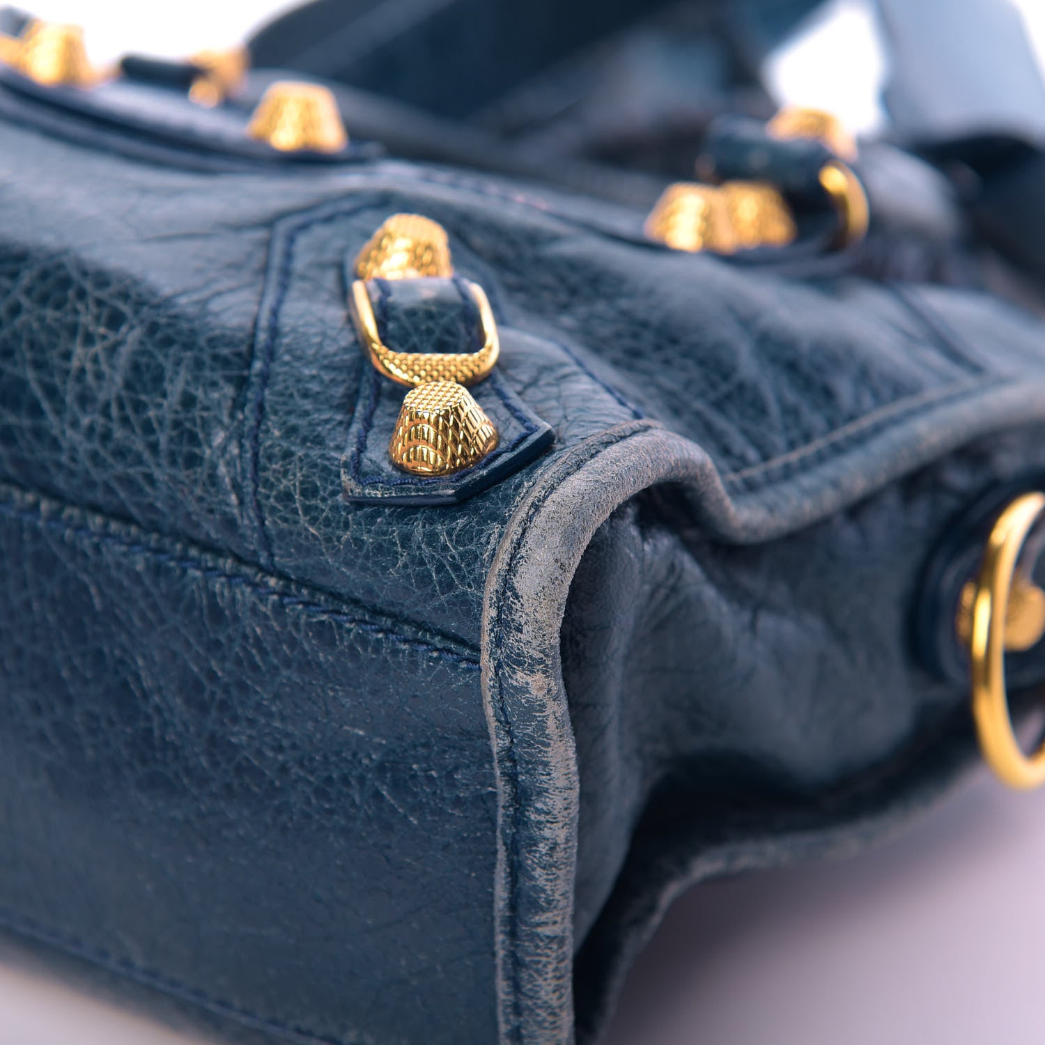 Balenciaga Agneau Giant 12 Gold Hardware Mini City Bleu Mineral 10 of 16
