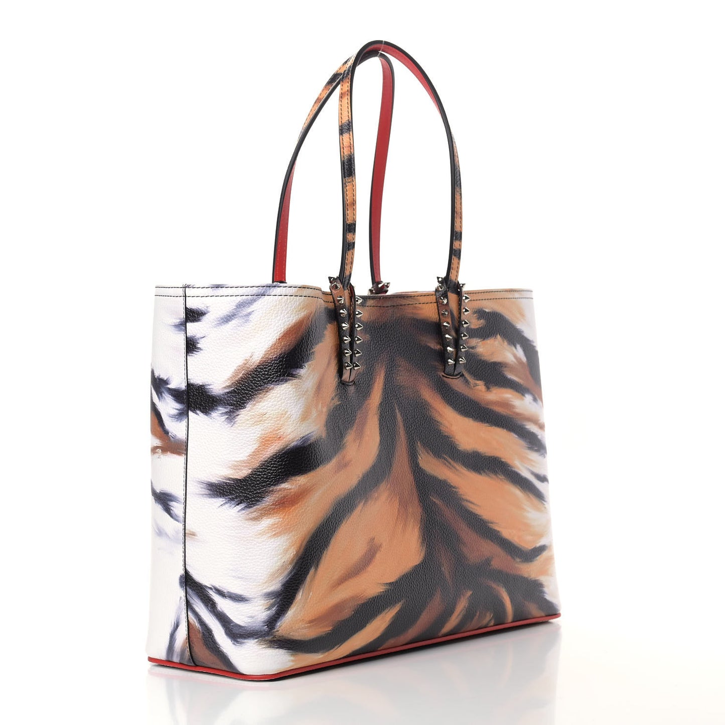 Calfskin Bengal Print Spikes East West Cabata Tote