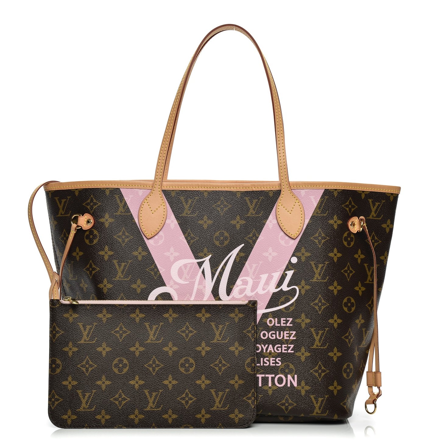 Monogram Maui V Neverfull MM Rose Ballerine