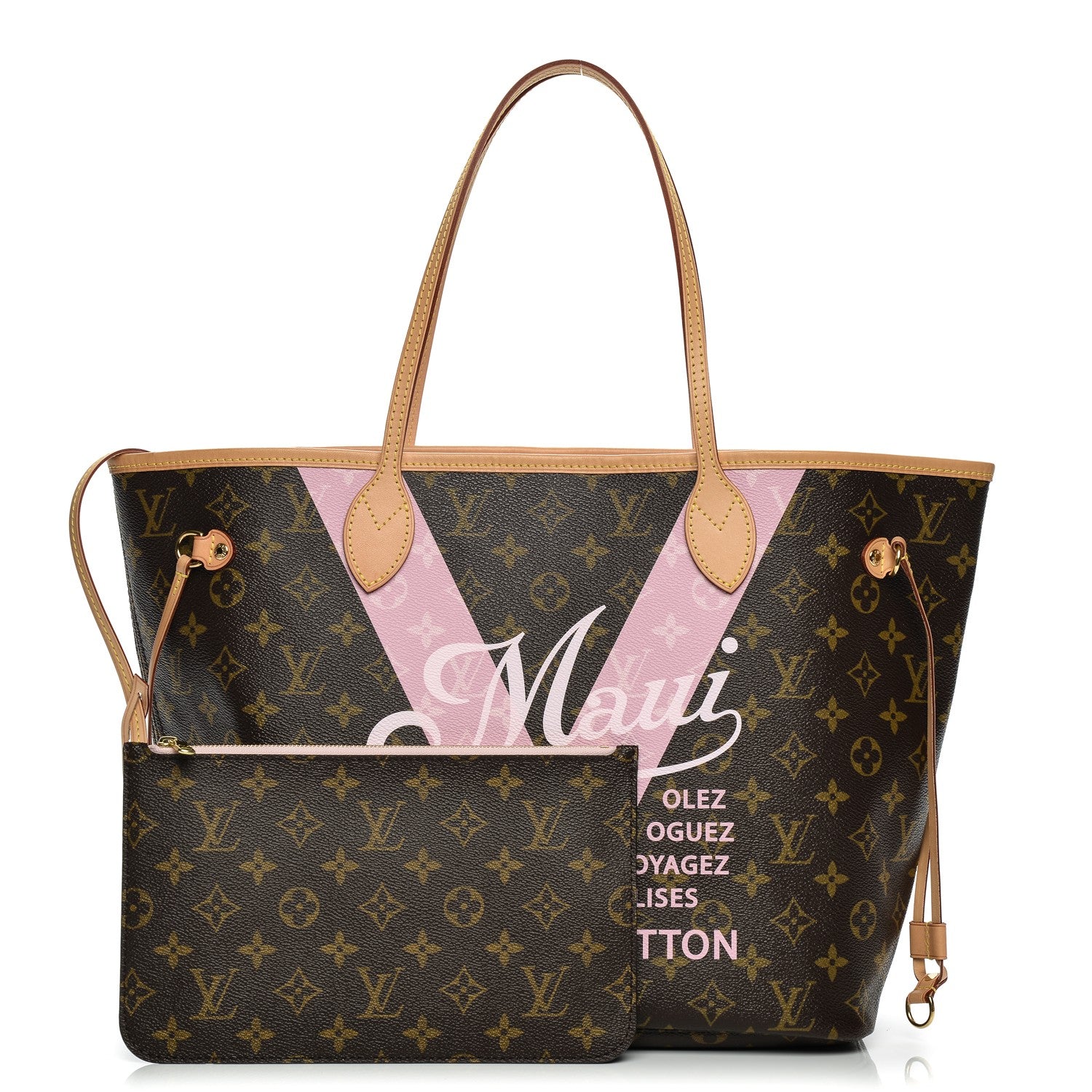 Louis Vuitton Monogram Maui V Neverfull MM Rose Ballerine 1 of 8