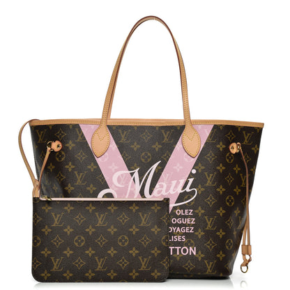 Louis Vuitton Monogram Maui V Neverfull MM Rose Ballerine 1 of 8