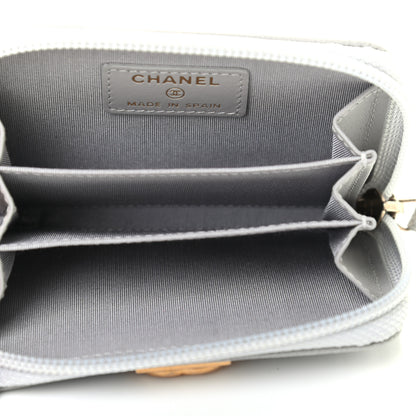 Chanel Caviar Quilted Boy Zip Around Coin Purse Wallet Grey 5 of 7