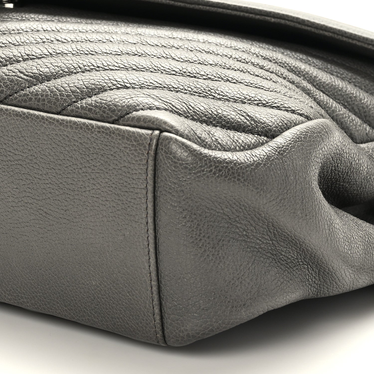 Saint Laurent Sheepskin Matelasse Chevron Monogram Large College Satchel Dark Anthracite 8 of 8