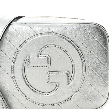 Gucci Metallic Sakai Be Green Calfskin Diagonal Stitched Small Blondie Shoulder Bag Silver 8 of 10