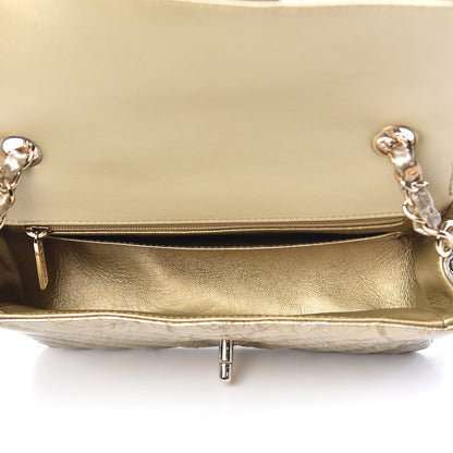 Chanel Patent Metallic Crumpled Calfskin Chevron Quilted Mini Rectangular Flap Gold 5 of 11