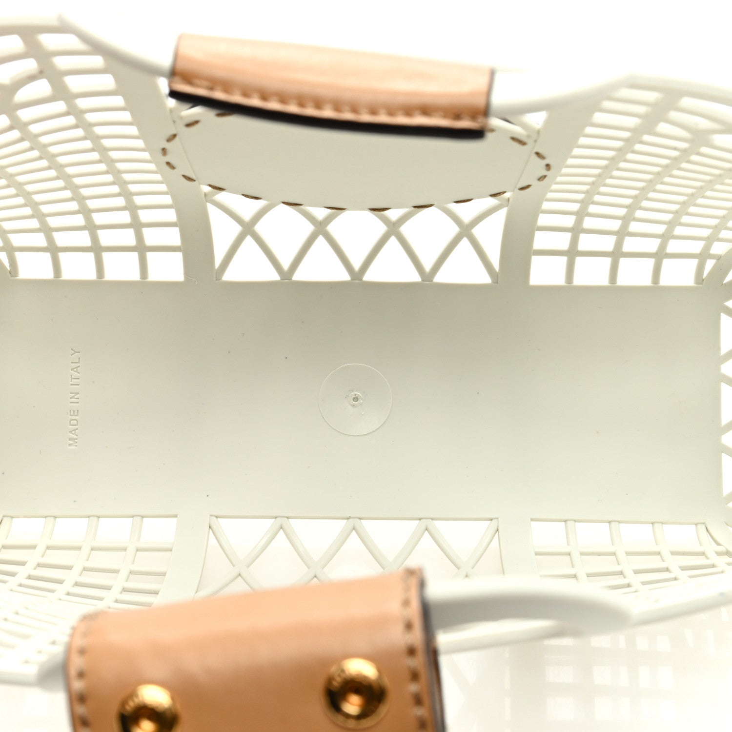 Fendi Recycled Plastic Vitello Liberty Matte Small Fendi Basket White Ice Miele Scuro 5 of 10