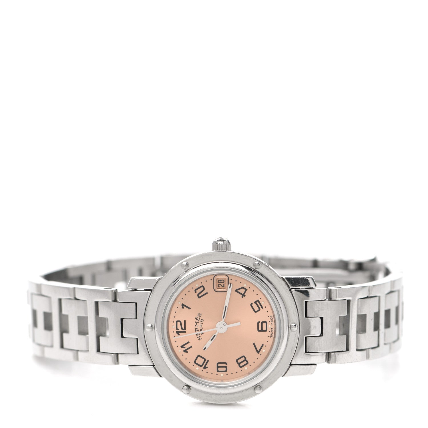 Hermes Stainless Steel 24mm Clipper Quartz Watch Pink 4 of 8