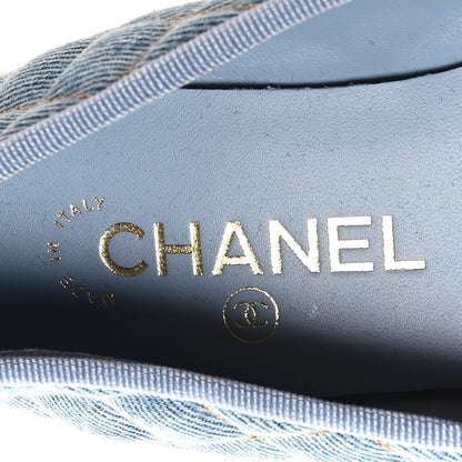 Chanel Denim Quilted CC Cap Toe Ballerina Flats 37.5 Light Blue 7 of 9